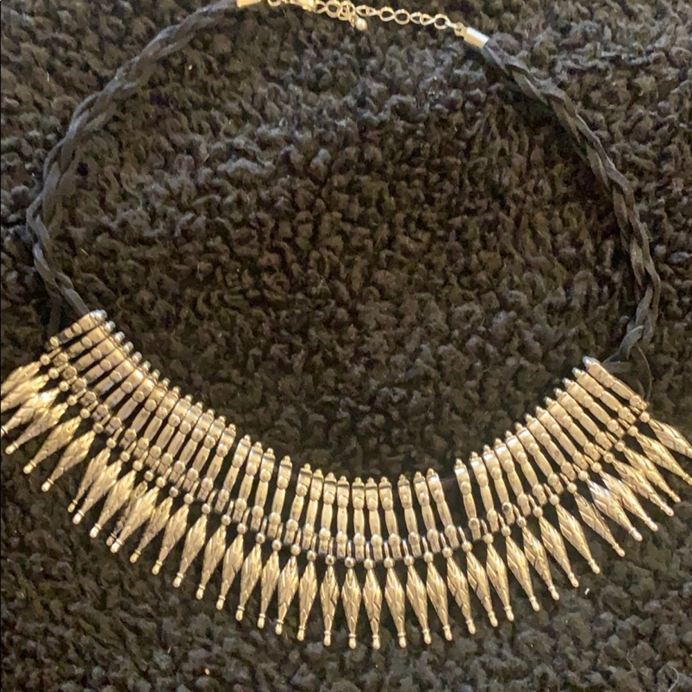 Silver contemporary statement necklace